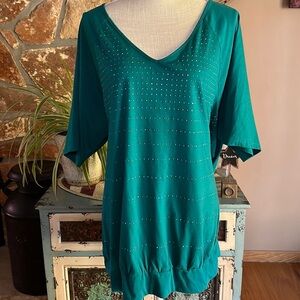 Women’s Lane Bryant Short Sleeve V-neck Plus Size 22/24W Turquoise